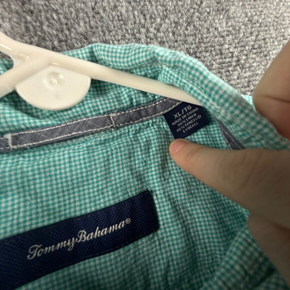 Tommy Bahama Linen Tencel Lyocell Light Green Pocket Button Up XL Short Sleeve - Picture 9 of 12